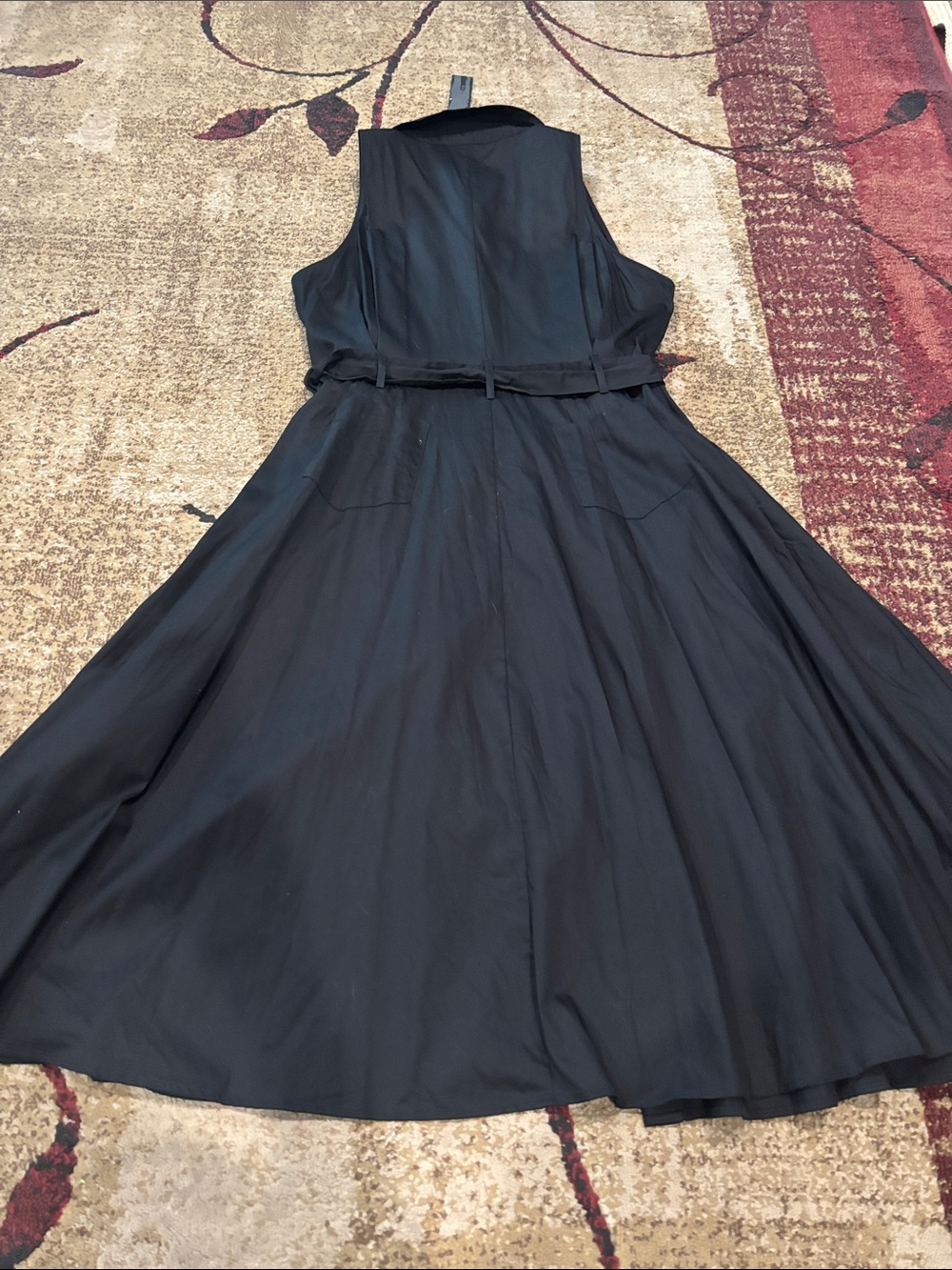 Donna Karan Sleeveless Black Maxi Shirt Dress with Belt - Picture 5 of 7